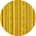 Round Abstract Yellow Modern Rug, abs2276yw