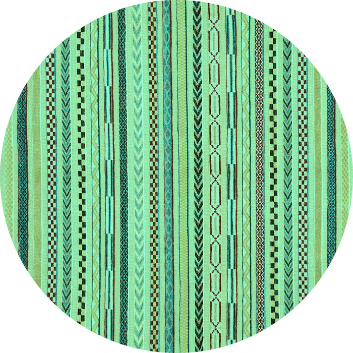 Round Machine Washable Abstract Turquoise Modern Area Rugs, wshabs2276turq