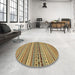 Round Machine Washable Abstract Red Brown Rug in a Office, wshabs2277