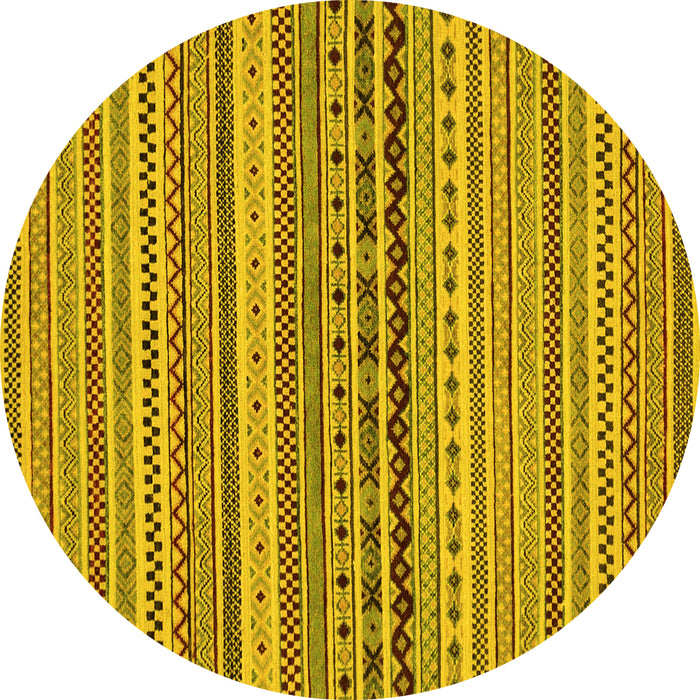 Round Machine Washable Abstract Yellow Modern Rug, wshabs2277yw