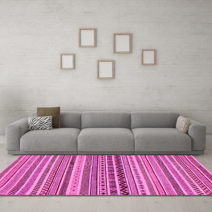 Machine Washable Abstract Pink Modern Rug in a Living Room, wshabs2277pnk