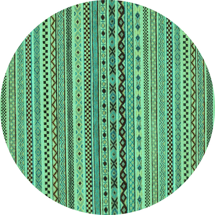 Round Machine Washable Abstract Turquoise Modern Area Rugs, wshabs2277turq