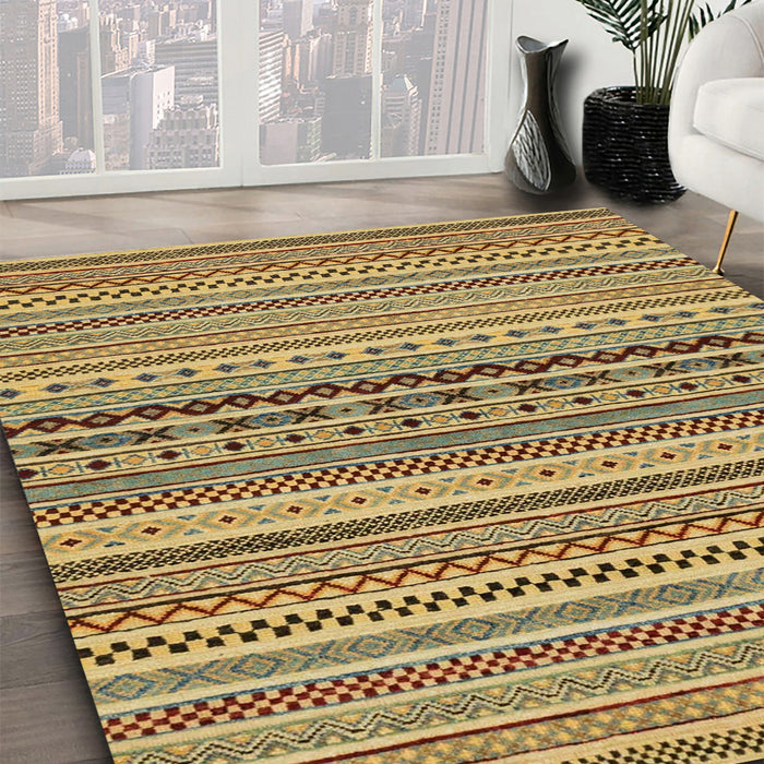 Abstract Reddish Brown Modern Rug in Family Room, abs2277