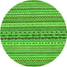 Round Machine Washable Abstract Green Modern Area Rugs, wshabs2277grn