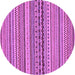 Round Machine Washable Abstract Purple Modern Area Rugs, wshabs2277pur