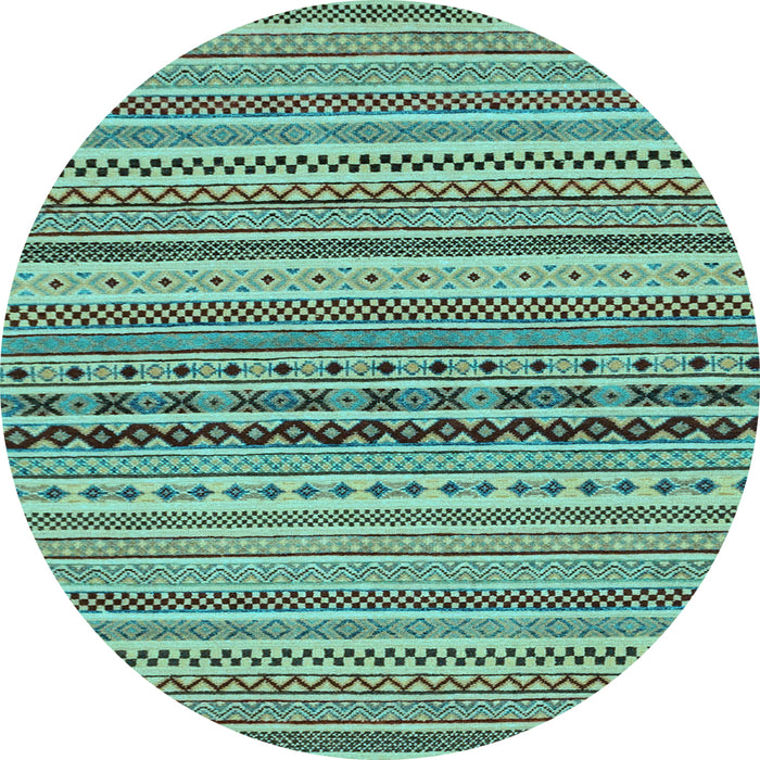 Round Abstract Light Blue Modern Rug, abs2277lblu
