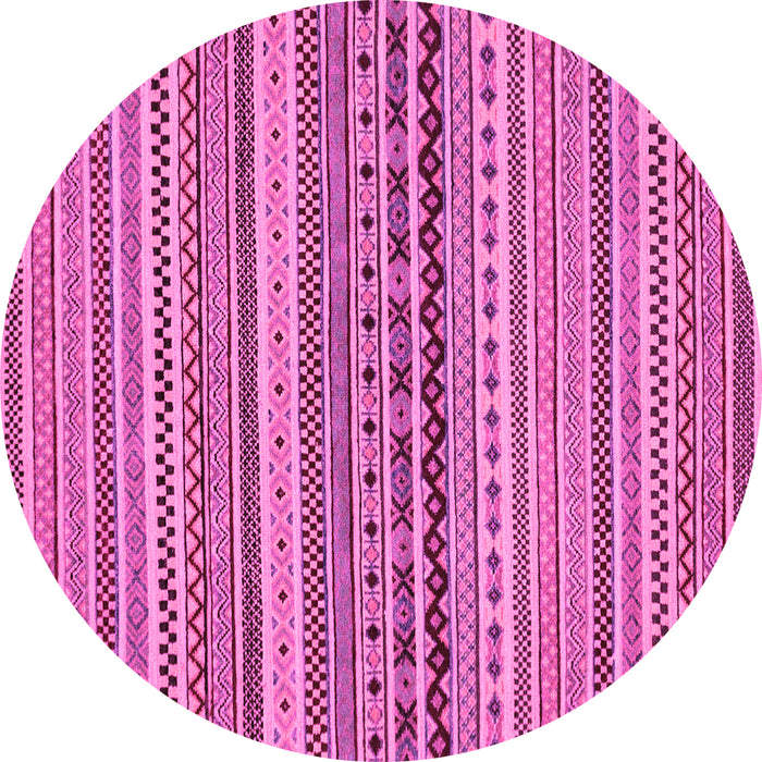 Round Machine Washable Abstract Pink Modern Rug, wshabs2277pnk