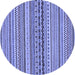 Round Machine Washable Abstract Blue Modern Rug, wshabs2277blu