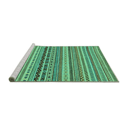 Sideview of Machine Washable Abstract Turquoise Modern Area Rugs, wshabs2277turq
