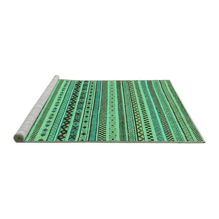 Sideview of Machine Washable Abstract Turquoise Modern Area Rugs, wshabs2277turq