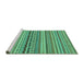 Sideview of Machine Washable Abstract Turquoise Modern Area Rugs, wshabs2277turq