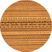 Round Machine Washable Abstract Orange Modern Area Rugs, wshabs2277org