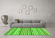 Machine Washable Abstract Green Modern Area Rugs in a Living Room,, wshabs2278grn