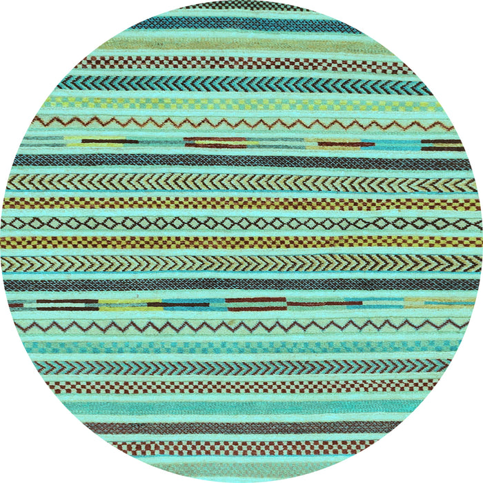Round Abstract Light Blue Modern Rug, abs2278lblu
