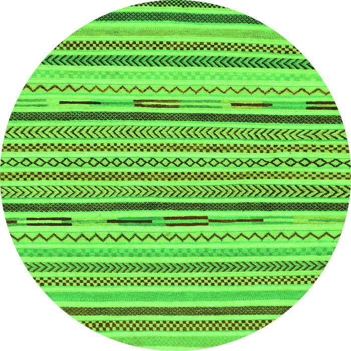 Round Machine Washable Abstract Green Modern Area Rugs, wshabs2278grn