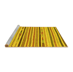 Sideview of Machine Washable Abstract Yellow Modern Rug, wshabs2278yw