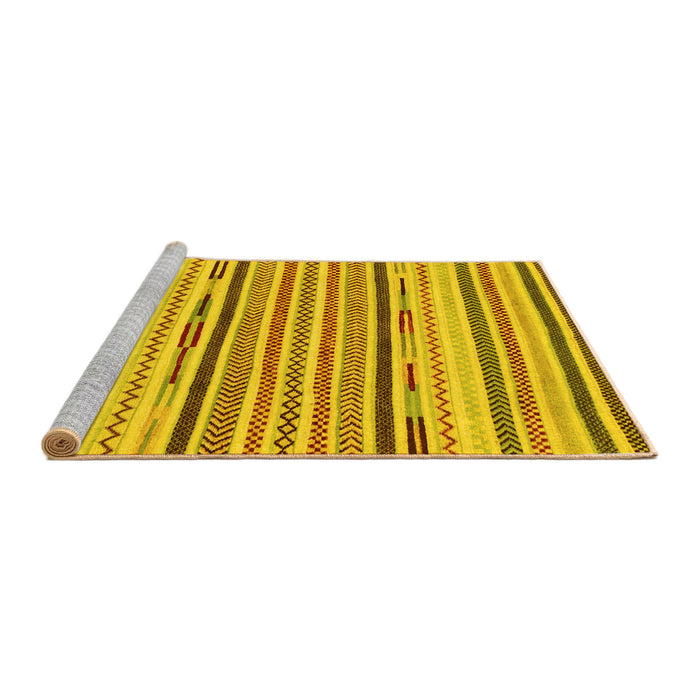 Sideview of Machine Washable Abstract Yellow Modern Rug, wshabs2278yw