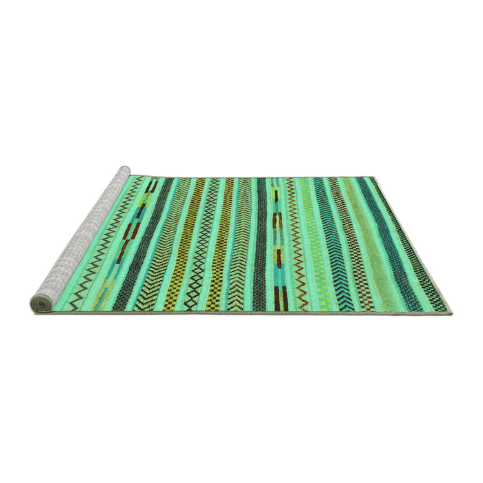 Sideview of Machine Washable Abstract Turquoise Modern Area Rugs, wshabs2278turq