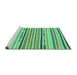 Sideview of Machine Washable Abstract Turquoise Modern Area Rugs, wshabs2278turq