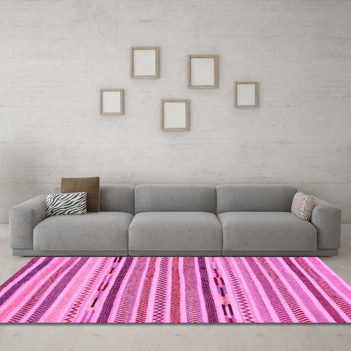 Machine Washable Abstract Pink Modern Rug in a Living Room, wshabs2278pnk
