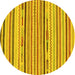 Round Abstract Yellow Modern Rug, abs2278yw