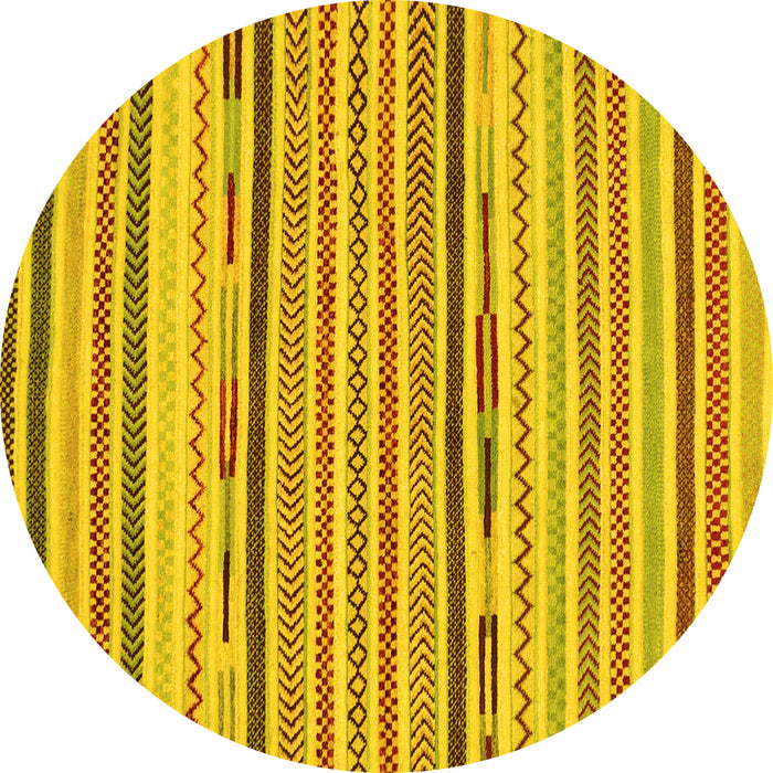 Round Machine Washable Abstract Yellow Modern Rug, wshabs2278yw