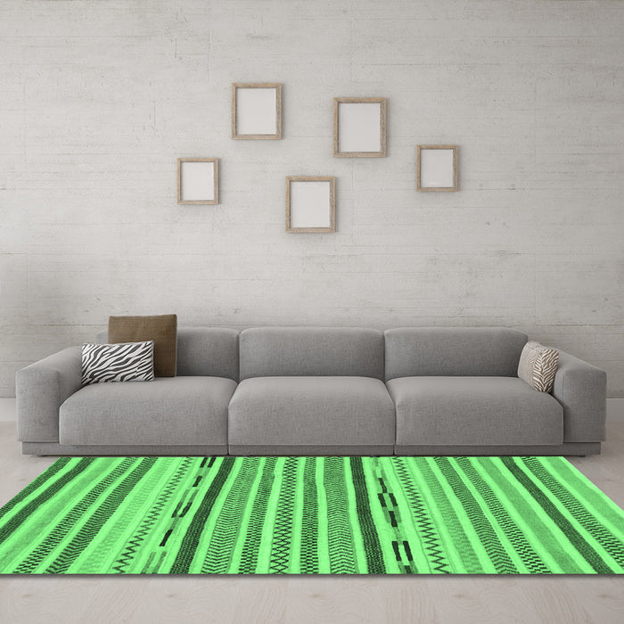 Machine Washable Abstract Emerald Green Modern Area Rugs in a Living Room,, wshabs2278emgrn
