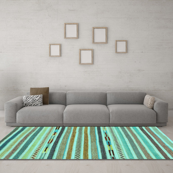 Machine Washable Abstract Light Blue Modern Rug in a Living Room, wshabs2278lblu