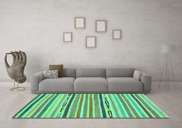 Machine Washable Abstract Turquoise Modern Area Rugs in a Living Room,, wshabs2278turq