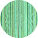 Round Abstract Turquoise Modern Rug, abs2279turq