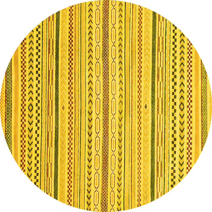 Round Machine Washable Abstract Yellow Modern Rug, wshabs2279yw