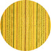 Round Machine Washable Abstract Yellow Modern Rug, wshabs2279yw