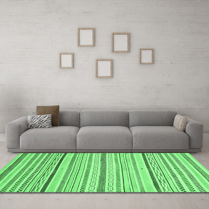 Machine Washable Abstract Emerald Green Modern Area Rugs in a Living Room,, wshabs2279emgrn