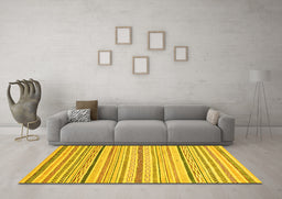 Machine Washable Abstract Yellow Modern Rug in a Living Room, wshabs2279yw