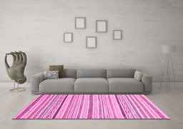 Machine Washable Abstract Pink Modern Rug in a Living Room, wshabs2279pnk