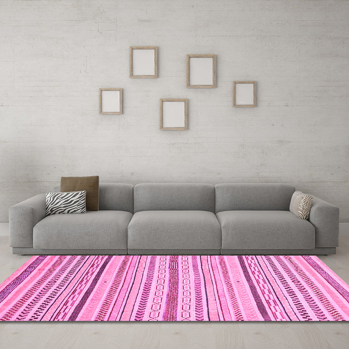 Machine Washable Abstract Pink Modern Rug in a Living Room, wshabs2279pnk
