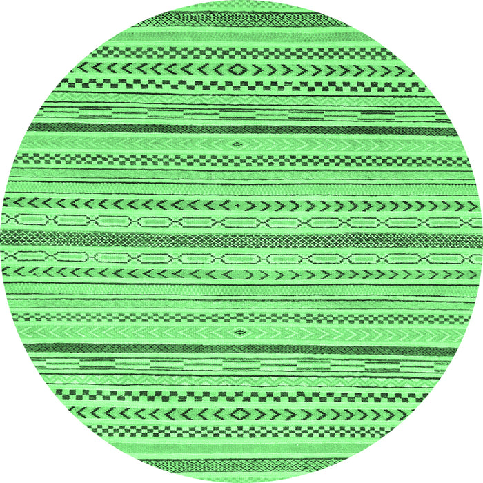 Round Machine Washable Abstract Emerald Green Modern Area Rugs, wshabs2279emgrn