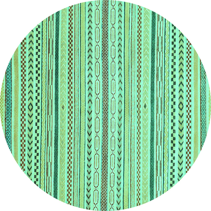 Round Machine Washable Abstract Turquoise Modern Area Rugs, wshabs2279turq