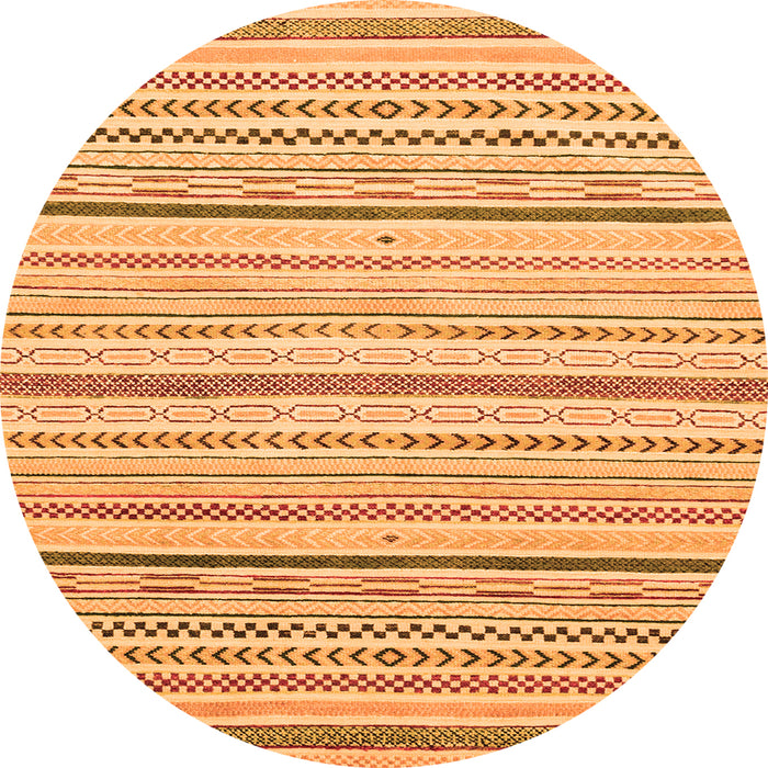 Round Machine Washable Abstract Orange Modern Area Rugs, wshabs2279org