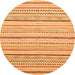 Round Machine Washable Abstract Orange Modern Area Rugs, wshabs2279org