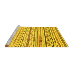 Sideview of Machine Washable Abstract Yellow Modern Rug, wshabs2279yw