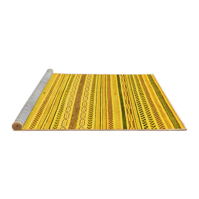 Sideview of Machine Washable Abstract Yellow Modern Rug, wshabs2279yw