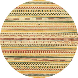 Round Abstract Cinnamon Brown Modern Rug, abs2279
