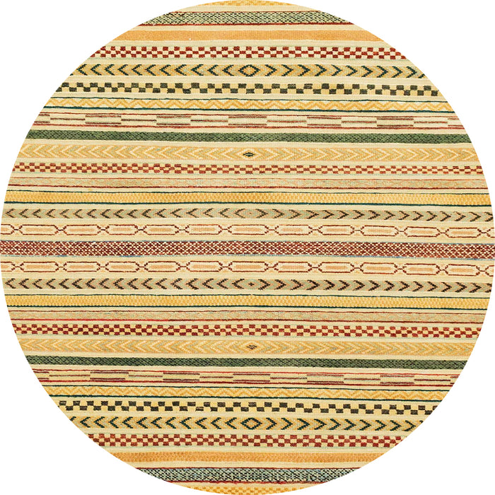 Round Machine Washable Abstract Cinnamon Brown Rug, wshabs2279