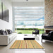 Square Abstract Cinnamon Brown Modern Rug in a Living Room, abs2279