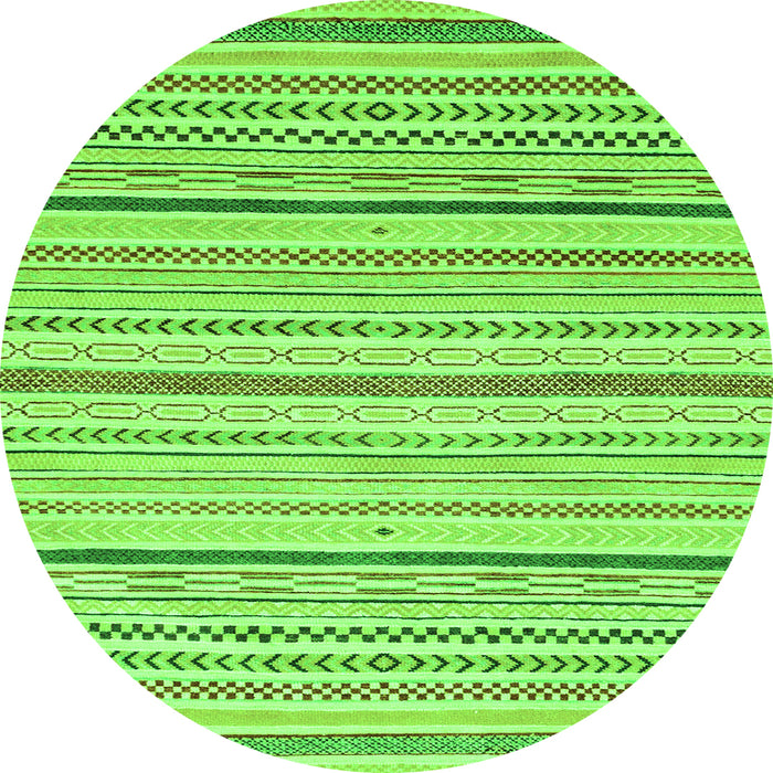 Round Machine Washable Abstract Green Modern Area Rugs, wshabs2279grn