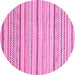 Round Machine Washable Abstract Pink Modern Rug, wshabs2279pnk