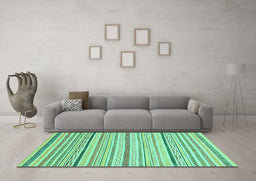 Machine Washable Abstract Turquoise Modern Area Rugs in a Living Room,, wshabs2279turq