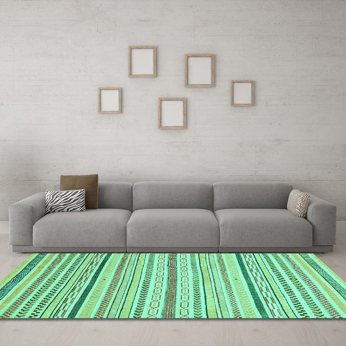 Machine Washable Abstract Turquoise Modern Area Rugs in a Living Room,, wshabs2279turq