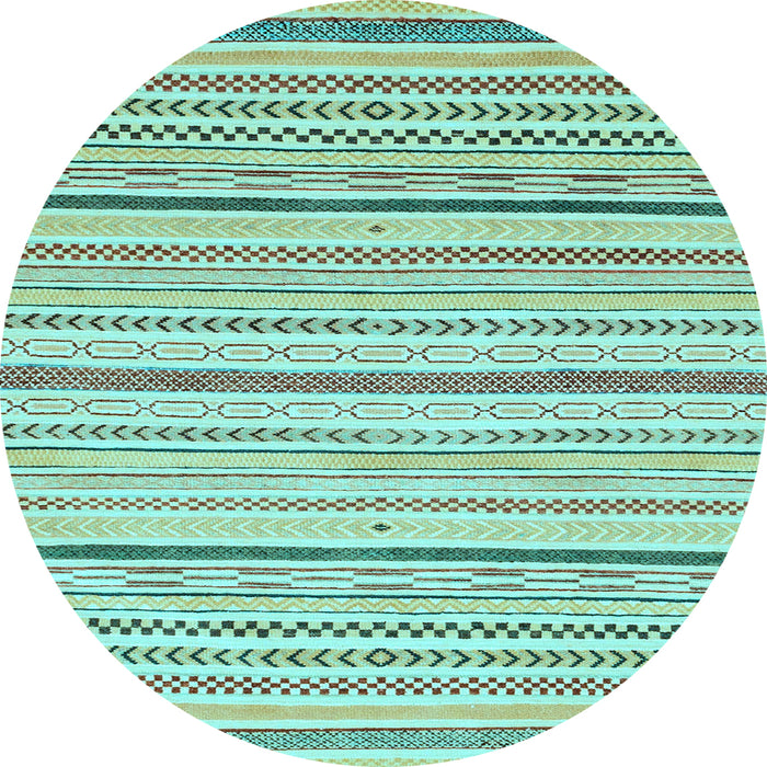Round Abstract Light Blue Modern Rug, abs2279lblu